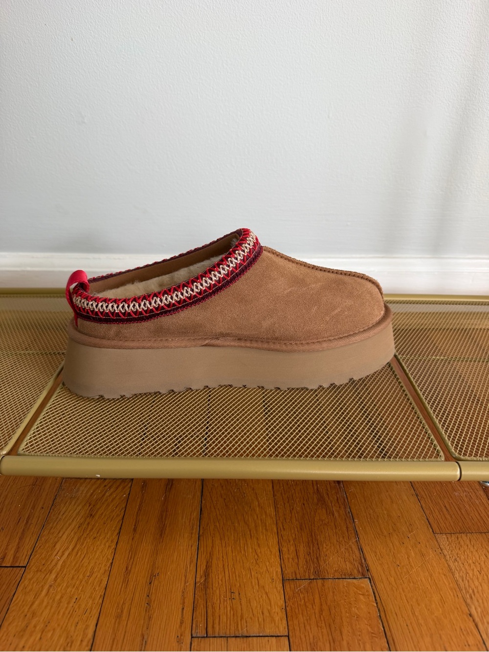 UGG Suede Platform Slip-On with Red Trim